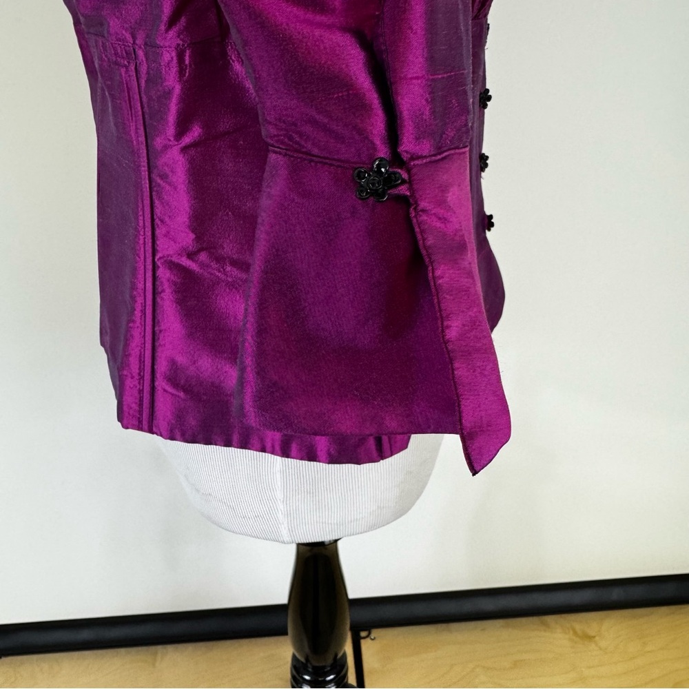 SHANI Stand Collar Silk Shantung Blouse Size 10 NWT - Picture 7 of 10